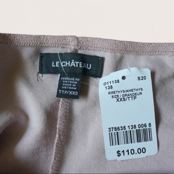 LE CHATEAU | NWT Women’s Glitter Asymmetrical Hem Mini Dress Champagne Pink XXS - Picture 5 of 7